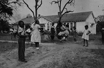 Students enjoy a recreation period outside Camden County Training School in St. Marys in 1952.