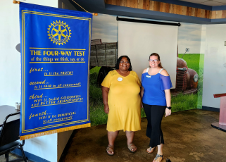 Court Appointed Special Advocate representatives Debria Ingrund, left, and Trisha King recently spoke to the Rotary Club of Camden County.