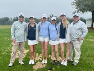From left are coach Brent Blount, Samantha Askins, Georgia Blount, Sarah Beth Wilson, Sadie Streit and coach Chris Cottrell. (Submitted photo)