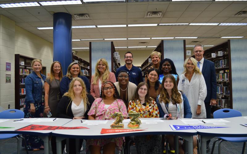 Six Camden County High School seniors – Serena Moyeno, Riley Miller, Aryana LeGlise, Raina Croxton, Jessica Wright and Eowyn Agullo – participated in Georgia Future Educators Signing Day on May 2.