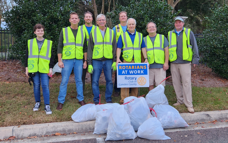 The Rotary Club of Camden County recently participated in a roadside trash pickup event.